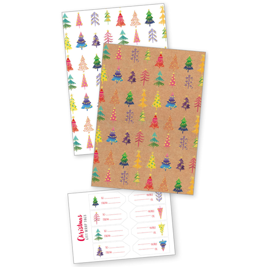 Christmas Tree Charity Christmas Gift Wrap - 8 Sheets and Tags