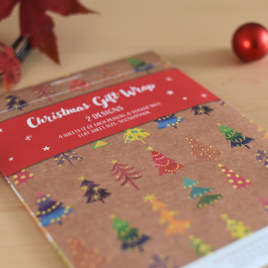 Christmas Tree Charity Christmas Gift Wrap - 8 Sheets and Tags