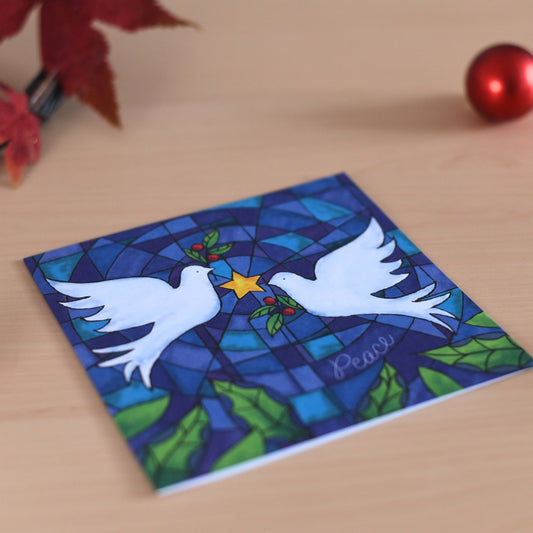 Stained Glass Doves Charity Christmas Cards - Pack of 10
